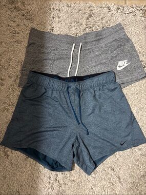 Nike Gray and Blue Women's Athletic Shorts Duo